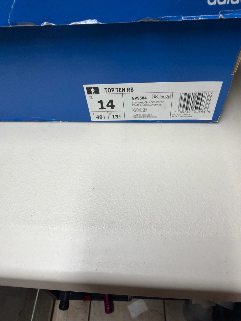 Shoe Box Label on Table